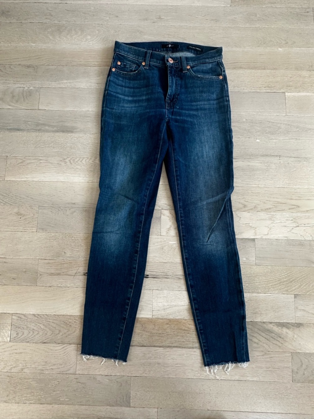 7 For All Mankind Dark Indigo Cropped Slim Jeans